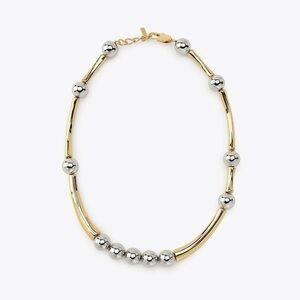 NWT Zara Silver and Gold Metal Pieces Choker Necklace.